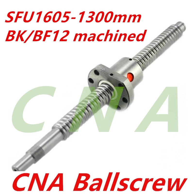 

Free shipping SFU1605 1300mm rolled ball screw C7 grade with 1605 flange single ball nut for BK/BF12 end machined CNC parts