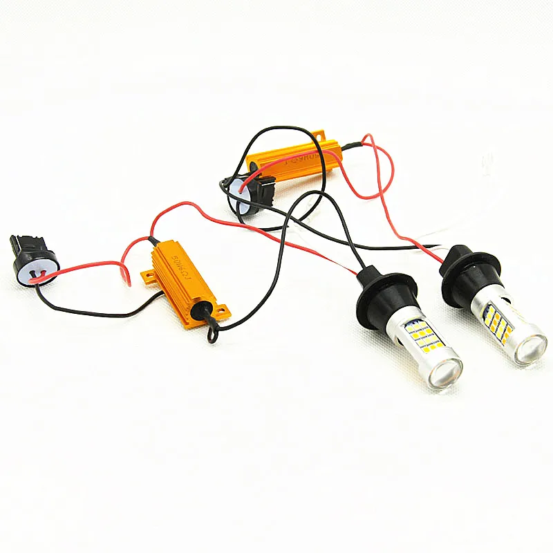 2Pcs T20 7440 2835 42SMD 20W Auto Led Drl Dagrijverlichting Dual Color Switchback Richtingaanwijzer Lamp lamp