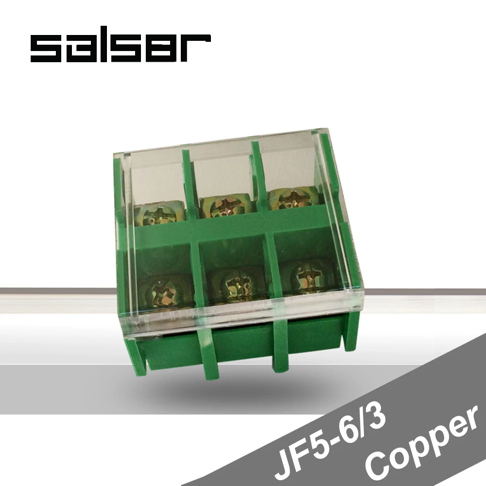 

(5PCS) JF5-6/3 Copper Terminal blocks 40A/3P Wire Dual Row connection 2.5-6mm2 Universal DIN Rail Mounted