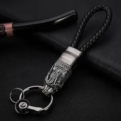 Dragon Head Model Weave Keychain Key Holder Zinc Alloy Car Key Ring Chain Automobiles Car Styling Accessories High Grade Gifts