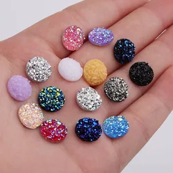 Fnixtar 10 millimetri AB Colore Druzy Pietra Della Resina Rotondo della Parte Posteriore Piana Cabochon Per La Decorazione Dei Monili di DIY Che Fanno Multicolor 100 pezzi/lotto