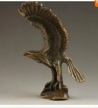 

collecting OLD copper decoration bronze Superb Chinese Collectable Handmade Old Carving Vivid Brass Eagle Statue