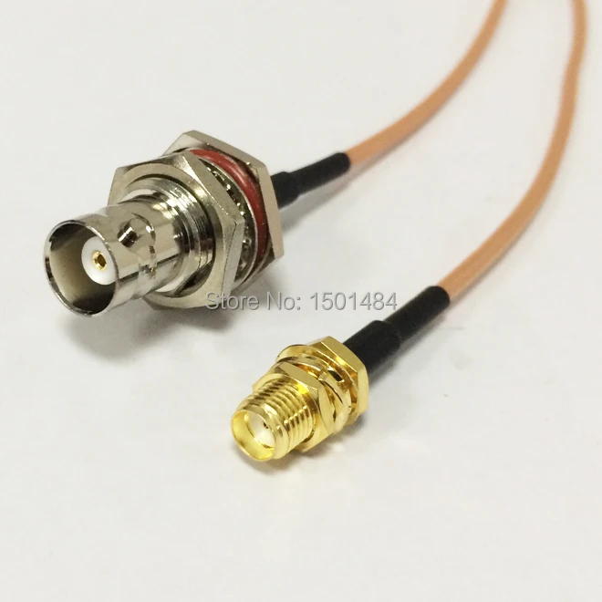 BNC Feminino Bulkhead Converter RG316 Jumper Cable, SMA Feminino Jack Switch, 15cm 6 "Adaptador, Novo