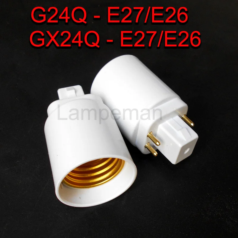 ABS LED G24 do E27 gniazdo adaptera halogenowe gx24q CFL podstawa lampy konwerter e27 do g24 Adapter oprawka do żarówki 4pin 85-265V