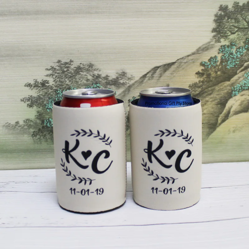 80pcs Customized Print Your Logo Personalized Wedding Can Coolers 5mm Neoprene Beer Holders To Keep Your Beer Cold  Insulated