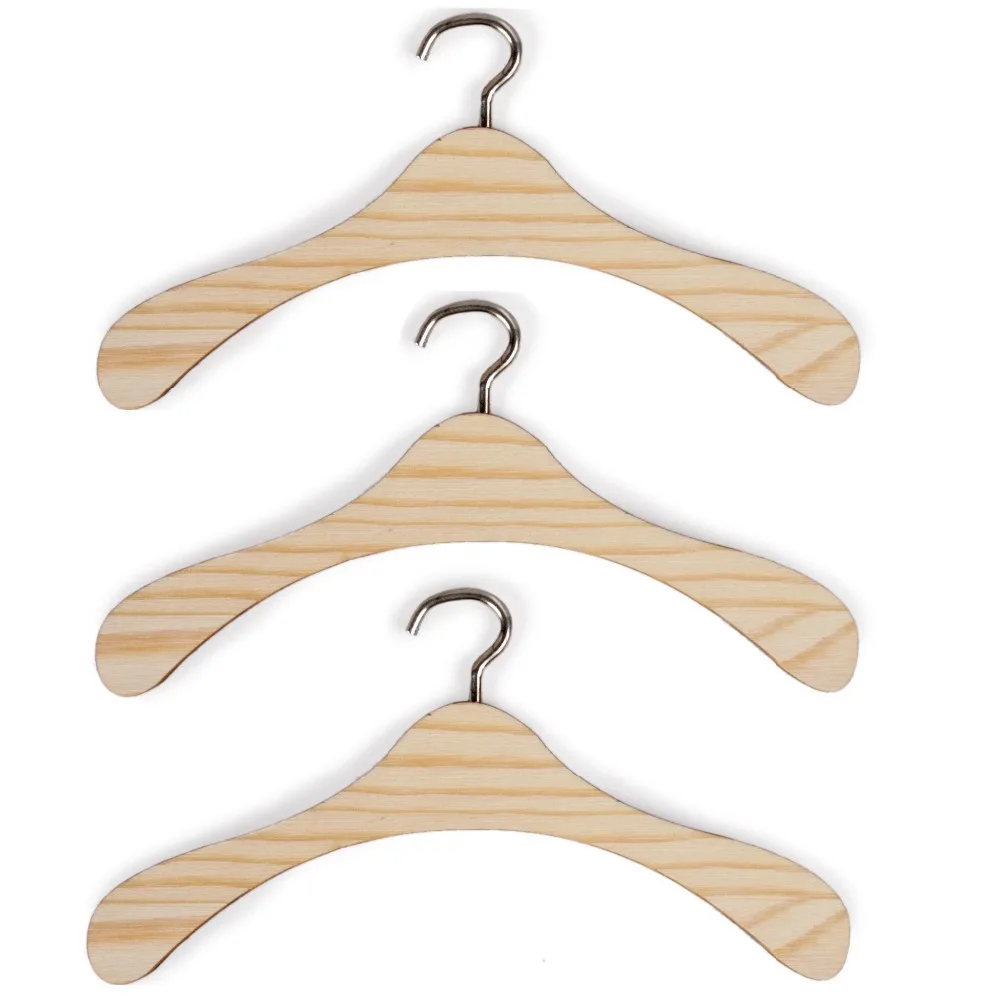 

[wamami] 235# 3pcs Wood Clothes Rack Coat Hanger For 1/6 1/4 1/3 SD17 MSD DZ DOD BJD Dollfie