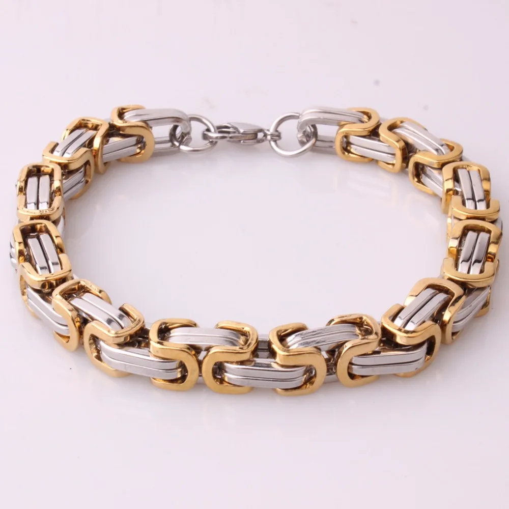 Granny Chic 4/5/8mm Men Bracelets Chunky 4/5/8MM 316L Stainless Steel Link Byzantine Bracelets Chains For Men Women 7inch-11inch