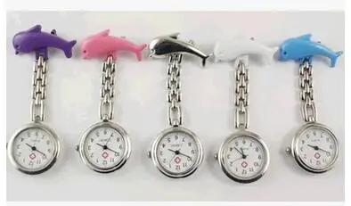 

Wholesale 10 PCS/lot Fashion quartz dolphins pattern Doctors and nurses quartz brooch hours nurse watches