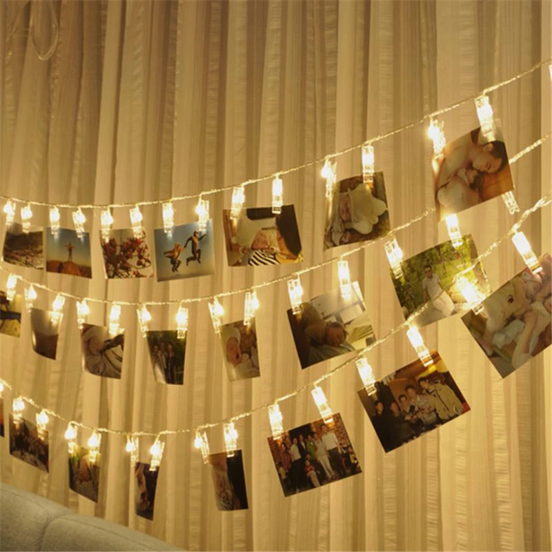 1-5m clipe de foto led string luz personalizado decoração de casamento estrelado foto titular luz da corda festa de aniversário decoração de natal