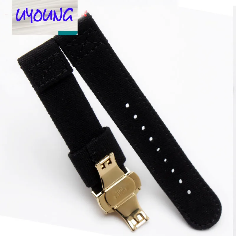 HENGRC Watch Band Outdoor Sports Nylon Strap 18 20 22 mm Handmade Canvas Watchband Steel Metal Needle Buckle strap