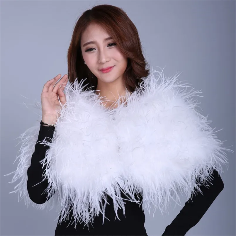 

fuffly Bride Wedding Party Boleros Real Ostrich Fur Feather turkey Boleros Bridal Shawl Marriage Shrug Luxurious Coat C193