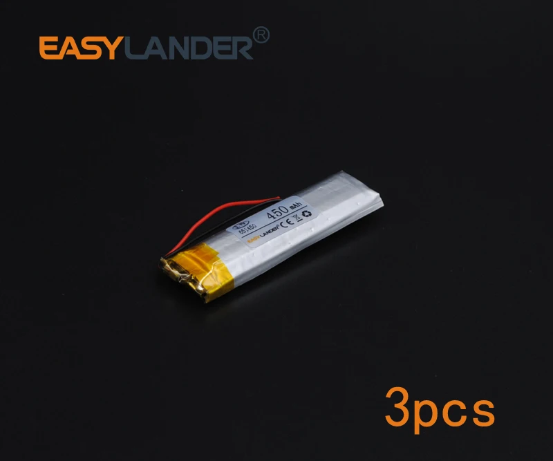 3pcs/Lot  3.7V 450mAh 651450 Rechargeable Lithium Li-ion Polymer Battery