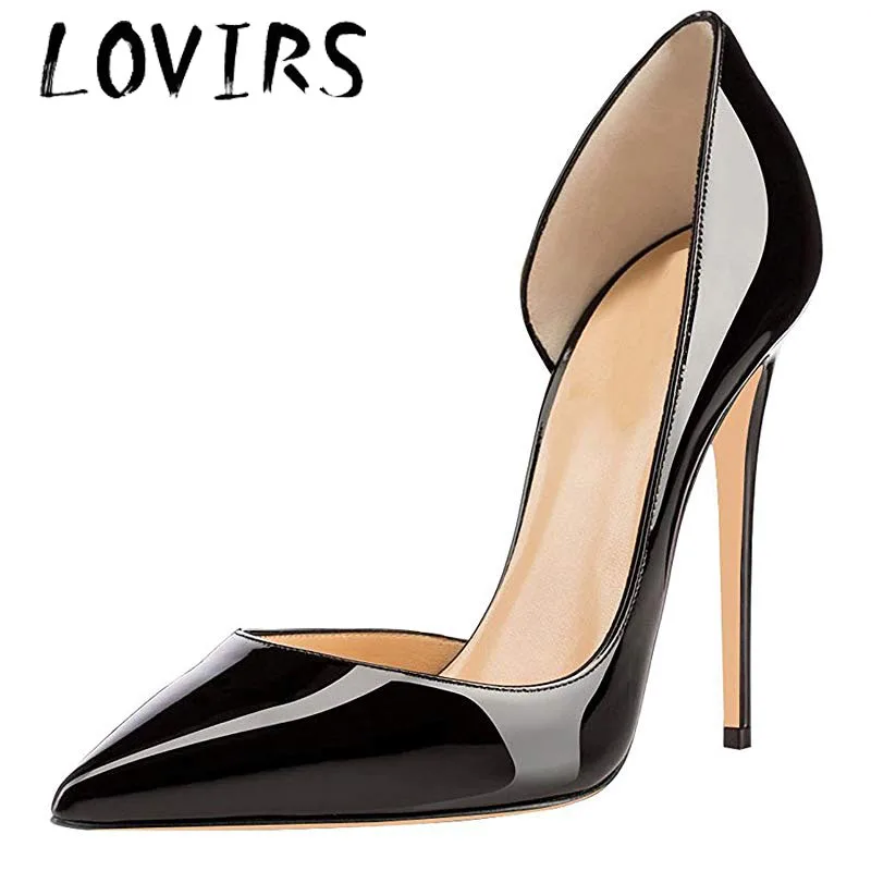 Lovirs Womens Pointed Toe Sexy High Heel 10cm Slip On Stiletto Patent Pumps Wedding Party Plus Size Shoes