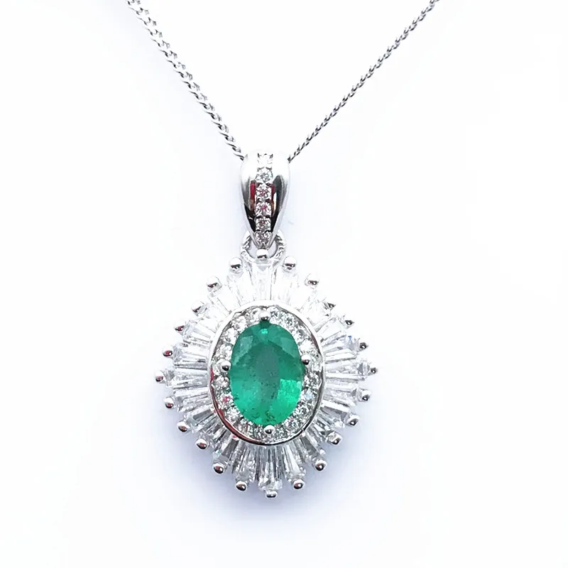 Sterling Silver 925 Pendant Necklace For Women Fine Jewelry Green Emerald Wedding Engagement Necklace Party Valentines gift