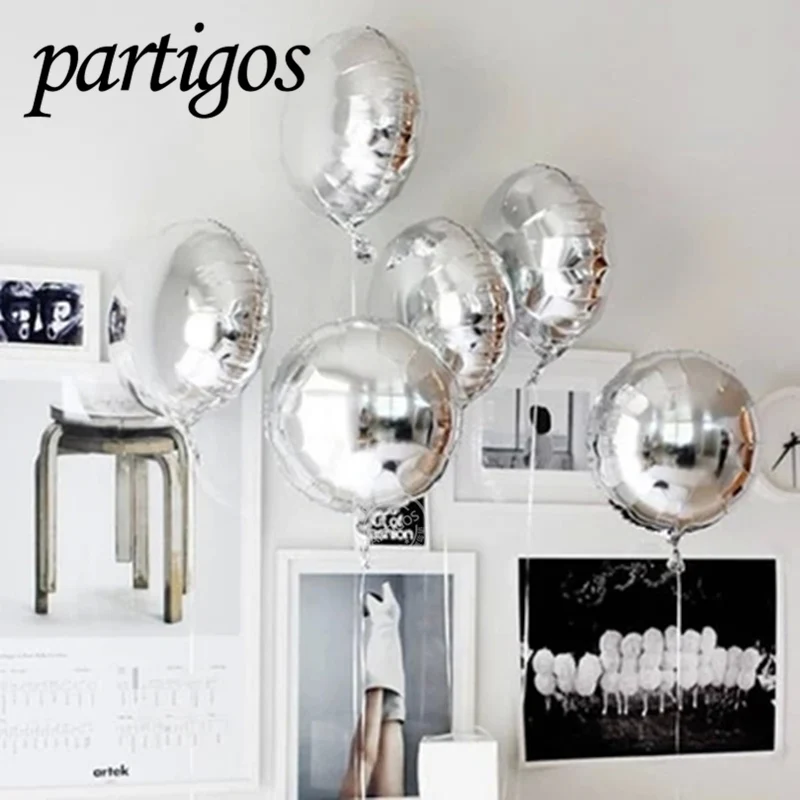 Ballon en aluminium rond pur métallique, décoration de mariage, fête d'anniversaire, ballon macaron à hélium, album de ballons ronds, 10 pièces, 18 po