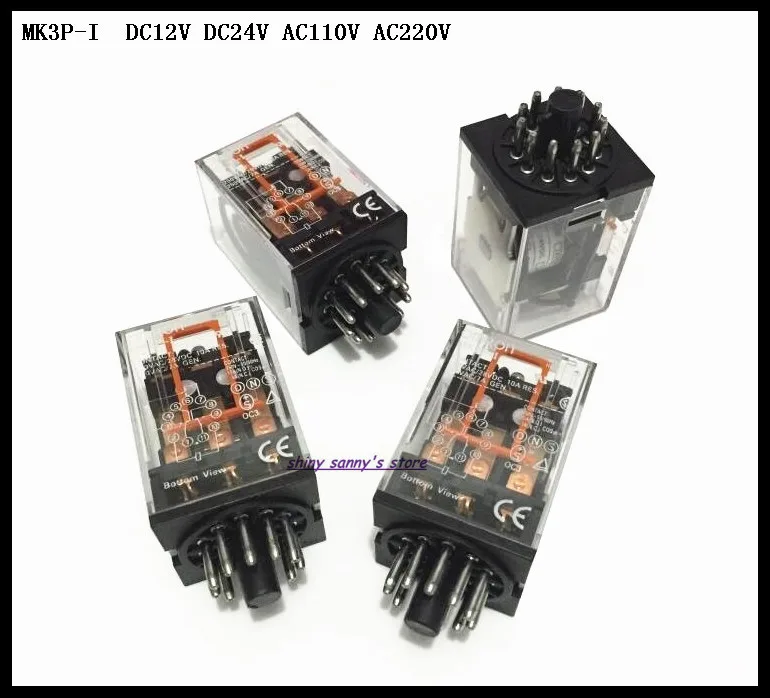 2 pcs/Lot MK3P-I DC12V DC24V AC110V AC220V Relay 11-Pin 10A 250VAC Electromagnetic Relay Brand New