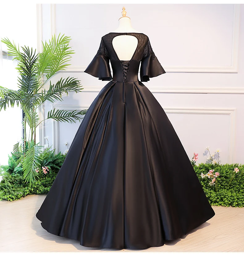 luxury black flare sleeve princess cosplay wonderland medieval dress Renaissance gown queen Victoria Belle Ball