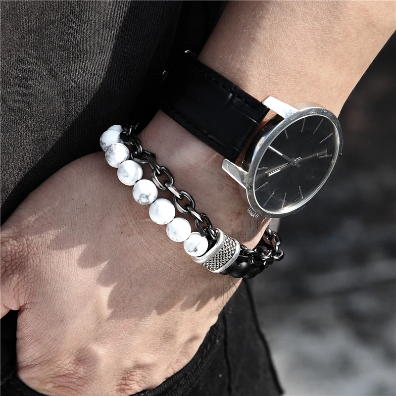 MKENDN New Arrival Stainless steel Men Women Tiger eyes Bead Bracelet Cuban Link Chain Mantra Prayer Beads Buddha Bracelet