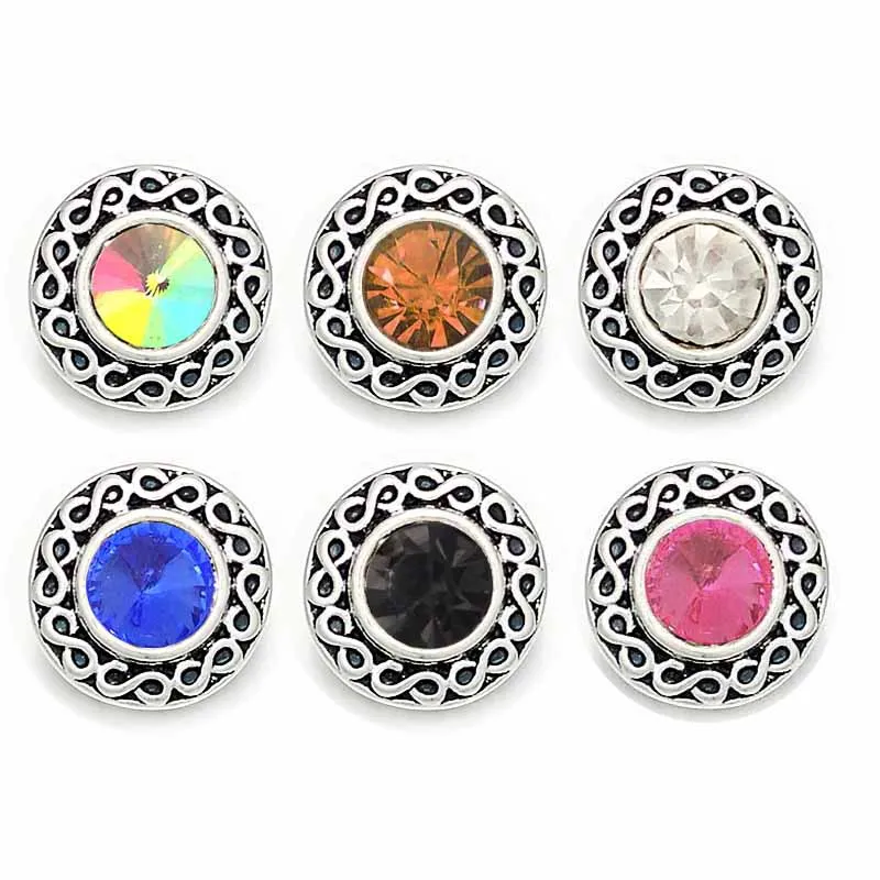 Crystal Flower 032 Rhinestones Metal Snap Buttons Fit 12mm Snap button bracelets Earrings necklace For women