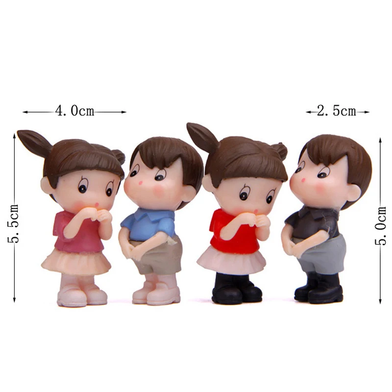 4pcs/lot Kawaii Small Fresh Couple Boy and Girl Toys PVC DIY Boy and Girl Action Figure Model Toy Gift Home Decor