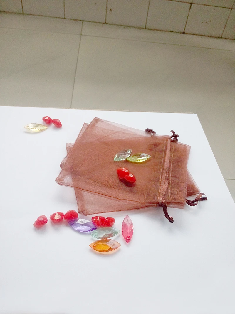 

300pcs 13*18 Brown gift bags for jewelry/wedding/christmas/birthday Organza Bags with handles Packaging Yarn bag
