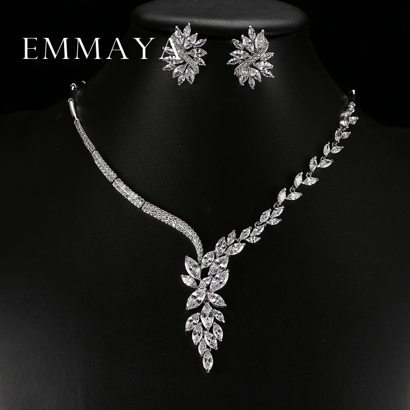 Emmaya New Unique Design Choker Necklace Stud Earrings Bridal Jewelry Sets Wedding Accessories Dropship