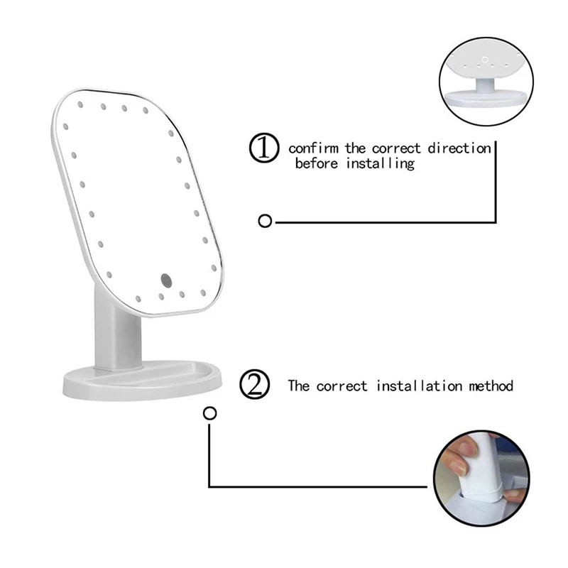 180 Degree Rotation 20 Led Light Makeup Mirror 10X Magnifying Mirror LED Touch Screen Vanity Mirror Light Makeup Accessories