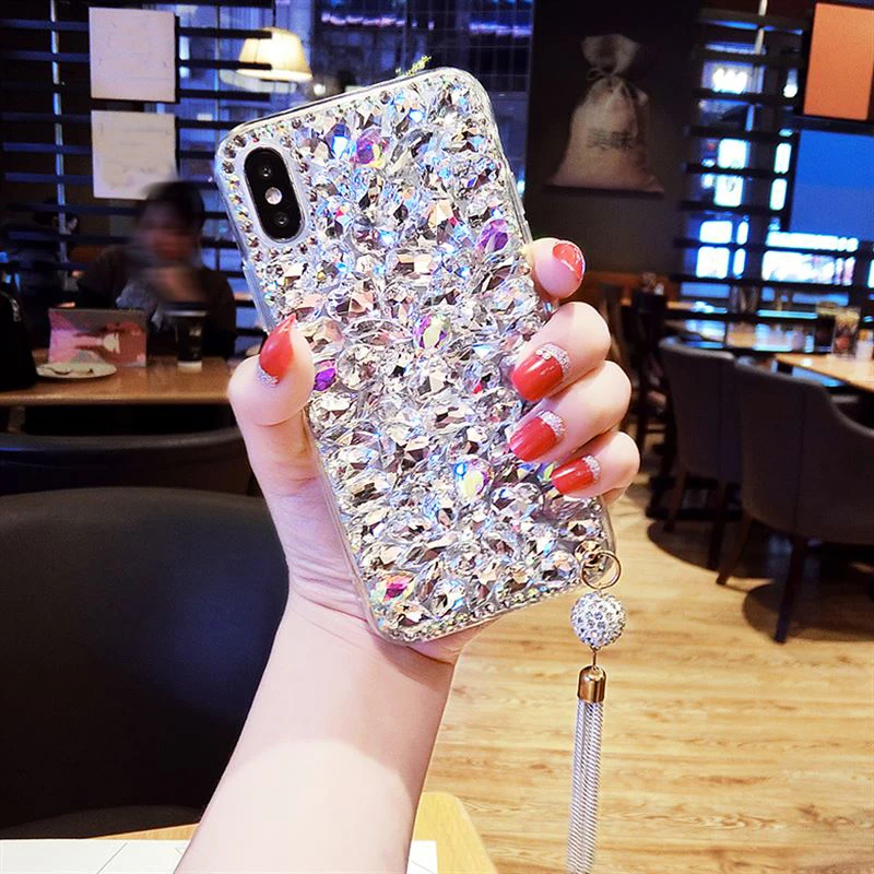 For Iphone 16 17 12 13 14 15 Pro Max Samsung Galaxy S21 S22 S23 S24 Plus Ultra Note 20 Luxury Diamond Tassel Crystal Phone Case