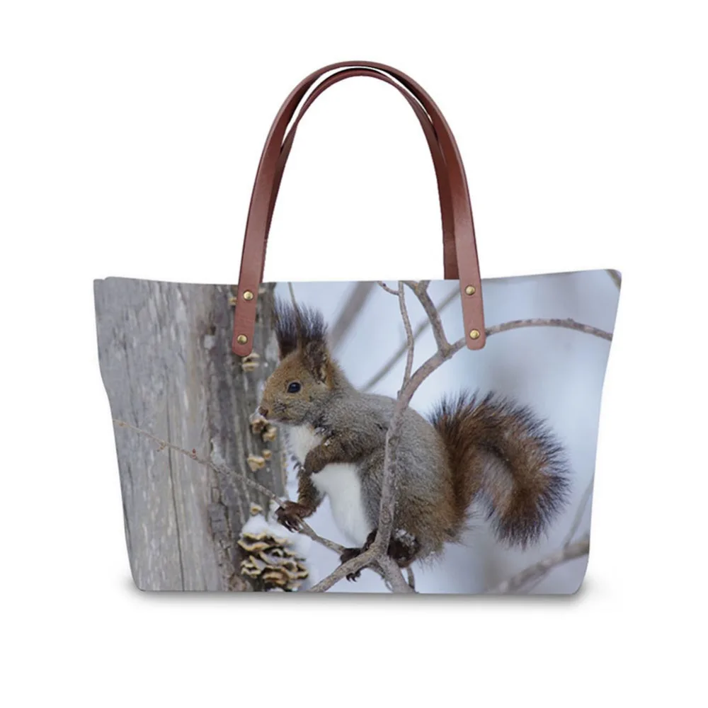 3D  Cute little squirrel print ladies handbag women lovely note pattern handbags handbag+messenger bag+purse multifuction bags