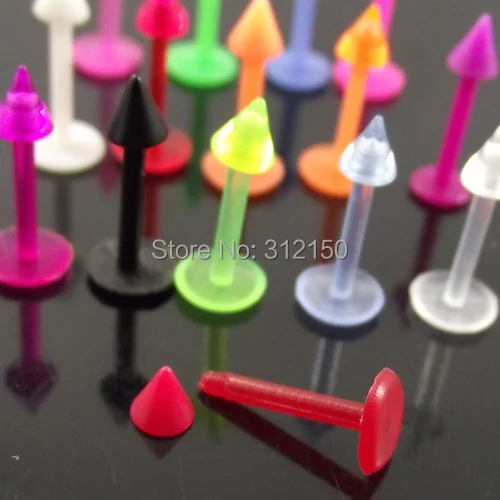 10pcs 1.2x8x3mm 16G Soft Flexible ball Lip Ring puer Color Lip Rings Nail,Ball Spike labret Body Piercing Jewelry