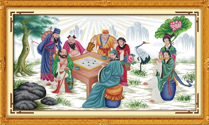 The Eight Immortals  cross stitch kit people 18ct 14ct 11ct count print canvas stitches embroidery DIY handmade needlework