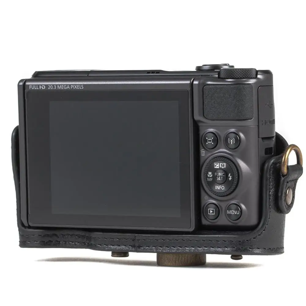 حقيبة كاميرا رقمية من جلد البولي يوريثان لكامل الجسم ، جراب مناسب بدقة مع حزام كتف لكانون PowerShot SX740 SX730 SX720