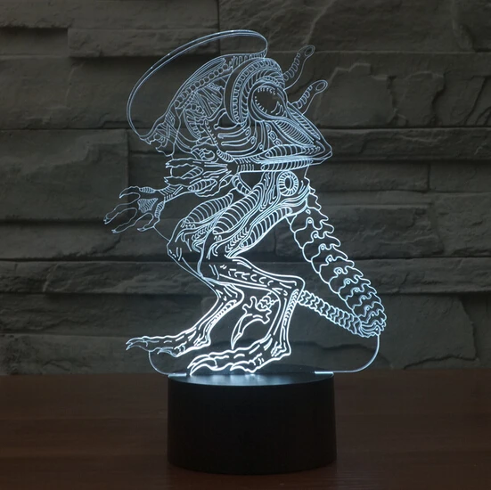 

Hot ! NEW 7color changing 3D Bulbing Light Alien visual illusion LED lamp action figure toy Christmas gift