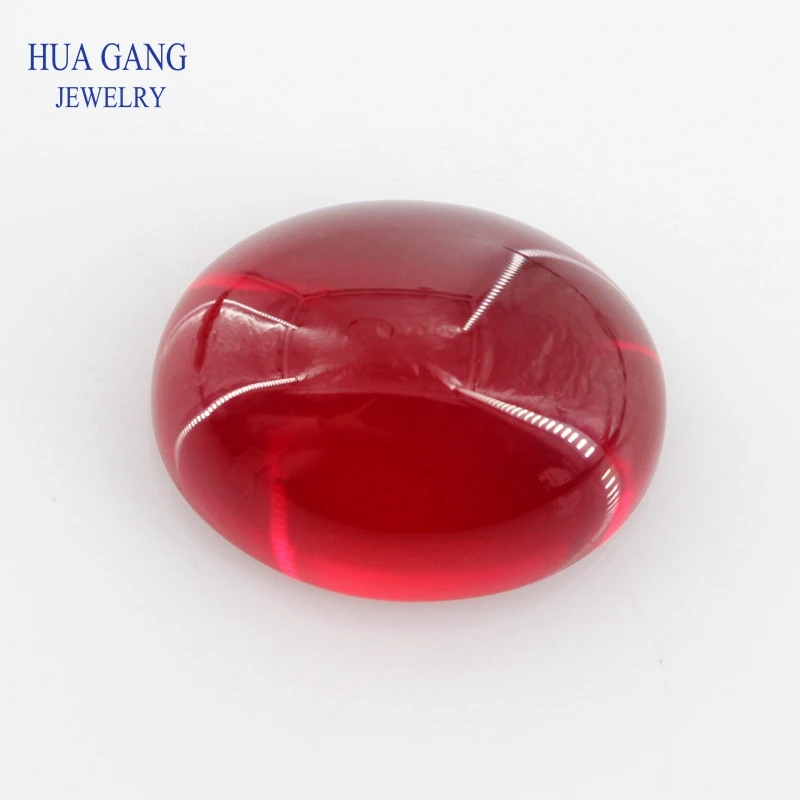 

Red Stone Oval Shape Cabochon Cut Flat Bottom Loose Glass Beads Synthetic Gems For Jewelry 8x10~13x18mm