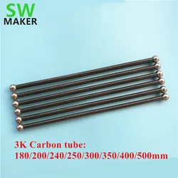 180mm-500mm 3K carbon tube Diagonal Push Rod +10mm dia metal ball for Rostock Delta Kossel/TEVO 3D printer