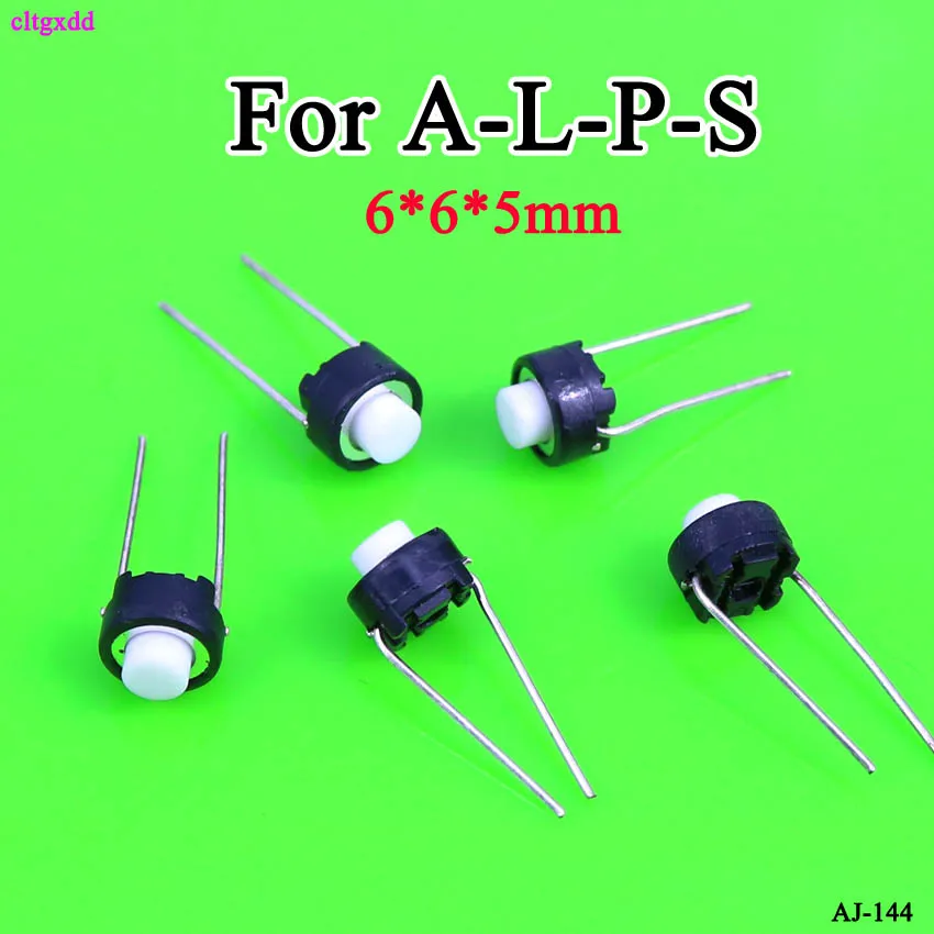 10piece  6*6*5mm DIP Round Micro Switch Interrupteur Black Long Feet 2 Pin white head for A-L-P-S Light Mini Touch Button Keys