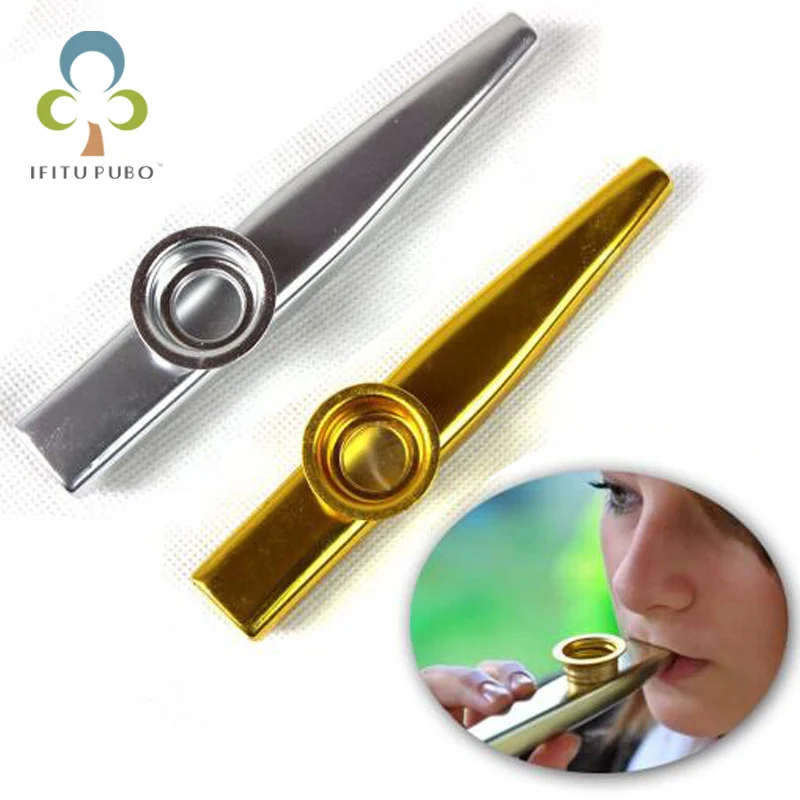 2pc/lot Wholesale Metal Kazoo Harmonica Mouth Flute Kid Adult Musical Instrument Best Gift for Christmas Party GYH