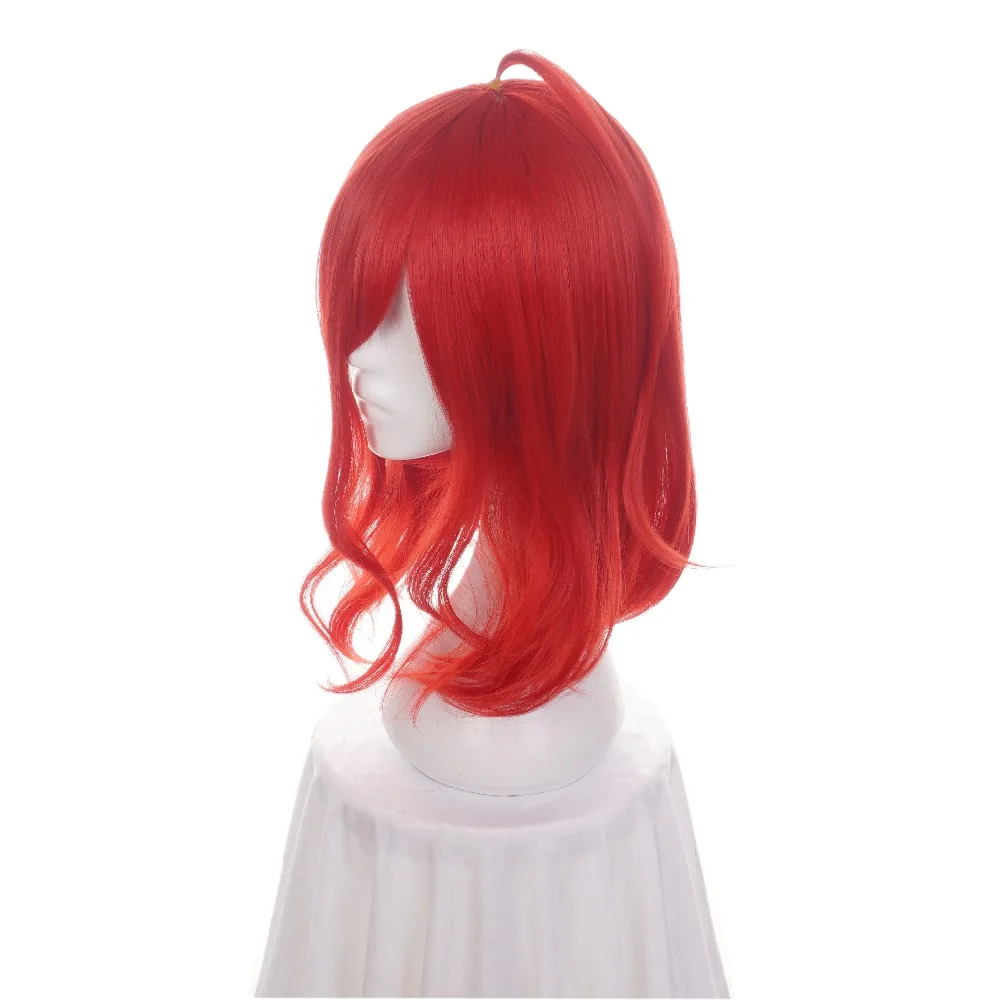 Ccutoo 45 centimetri Rosso Ricci Capelli Sintetici Parrucca In Stile Houseki no Kuni Cinnabar Cosplay Parrucca Completa Fibra di Resistenza Al Calore