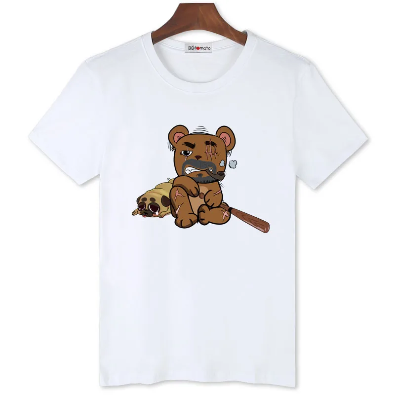 

BGtomato милая футболка с рисунком медведя, мужская забавная рубашка в стиле аниме, повседневные топы большого размера для мужчин