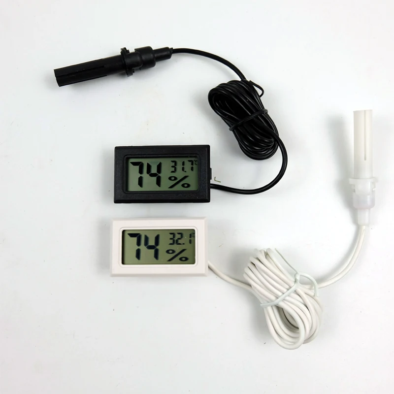 2 in 1 Mini electronic digital thermometer C/F -50~+70degree hygrometer with probe for refrigerator/water tank/car temperature