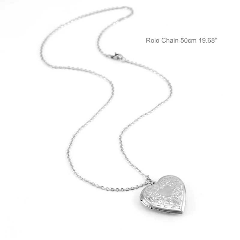 Risul Stainless Steel Photo Frame Memory Locket Pendant Necklace Heart lockets chokers rolo chain collares mujer Gift