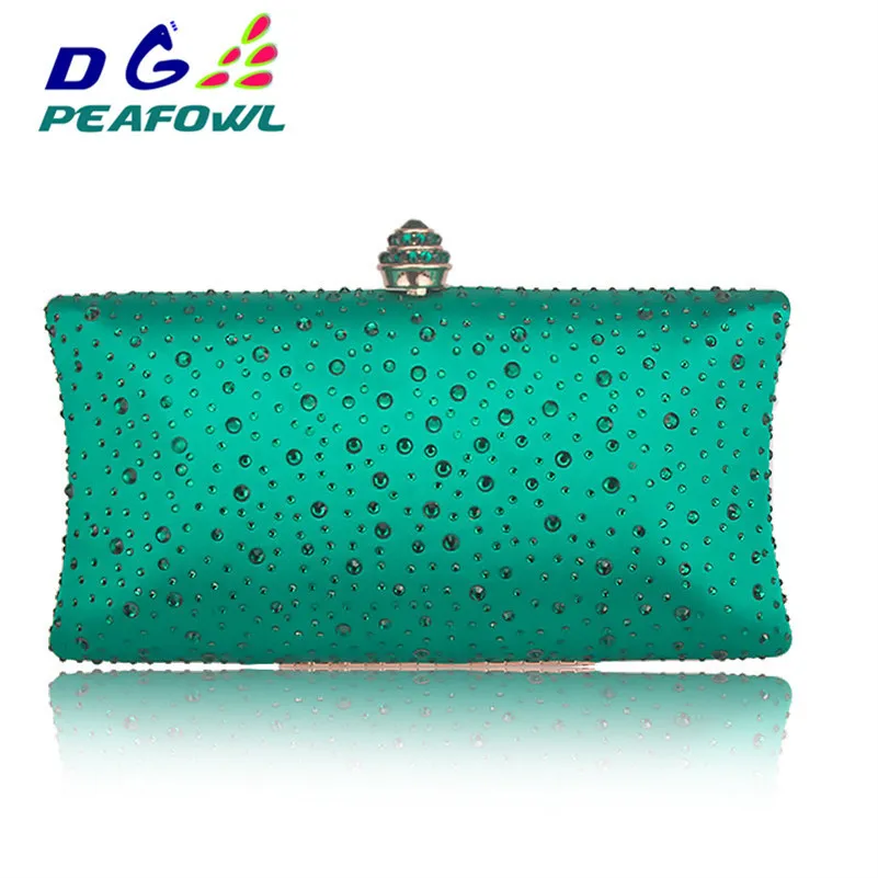 Tiger Turquoise Crystal Tiger Bridal Wedding Handbag Women Evening Clutches Bags Ladies Hard Case Metal Clutch Shoulder Bags