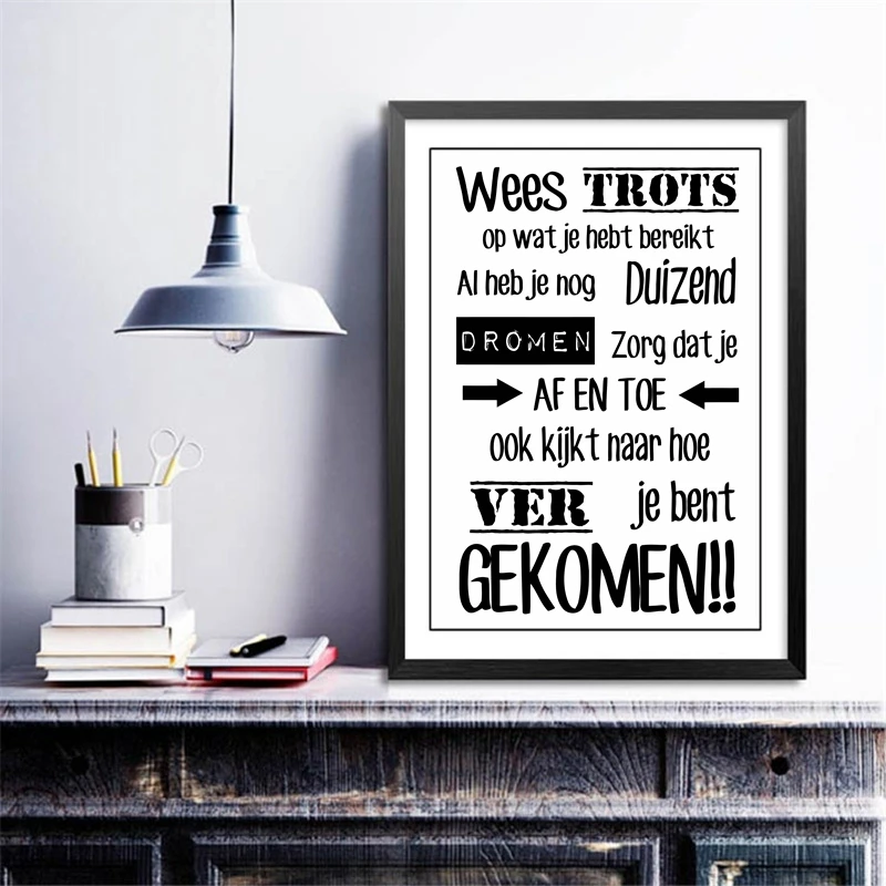 Dutch Inspirational Quotes Canvas Art Painting Poster Nederlands Home Living Room Study Room Art Canvas Print Wall Decor