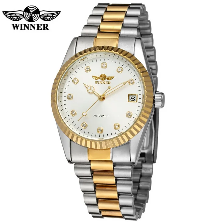 Fashion Hot Winner Top Brand Luxury Gold Mens Wrist Watch Men Business Clock Automatic Mechanical Watches Male Steel Skeleton