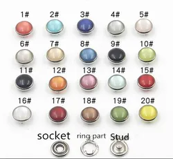 1000 sets 10mm/12mm Colorful customized pearl snap buttons for Leather ,Button Snaps Fasteners Combined Button