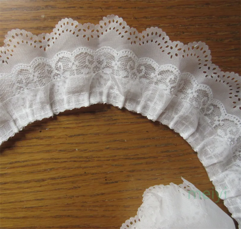 5 ياردة الأبيض 3-layer مطوي الأورجانزا شريطة من الدانتيل تجمع شبكة النسيج اليدوية DIY بها بنفسك فستان الزفاف الدانتيل تقليم الخياطة الحرفية