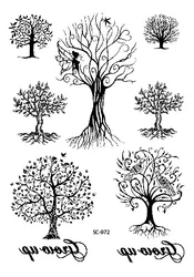 Rocooart Hand Arms Waterproof Temporary Tattoo Sticker Sketch Trees Flash Tatoo Harajuku Tatuagem Fake Tattoo Taty For Women Men