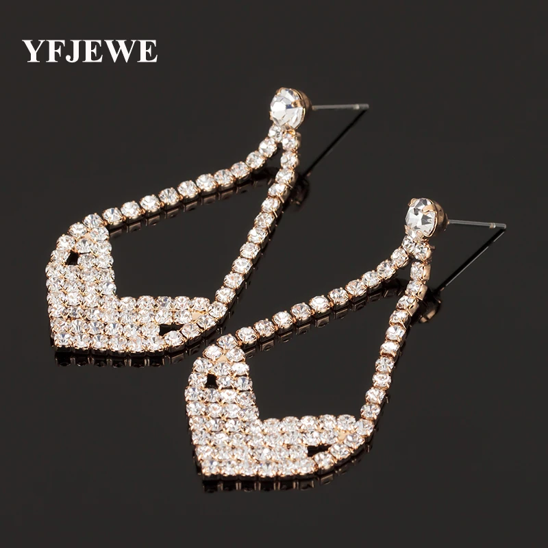 YFJEWE Luxury Jewelry for Women Party Drop Earrings with Rhinestone Stone Women Birthday Gift Accessories brincos grandes E350