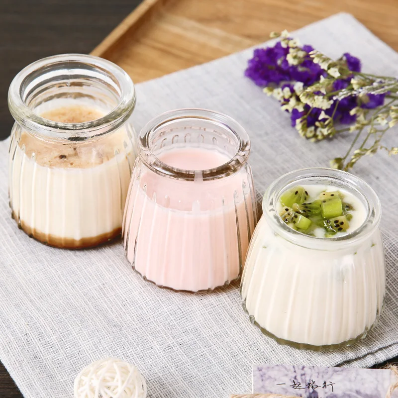 1pcs 100-200ML Shredded Pudding Bottle, Yogurt Cup Mousse Cup Glass Bottle Homemade Milk Yogurt Bottle High Borosilicate