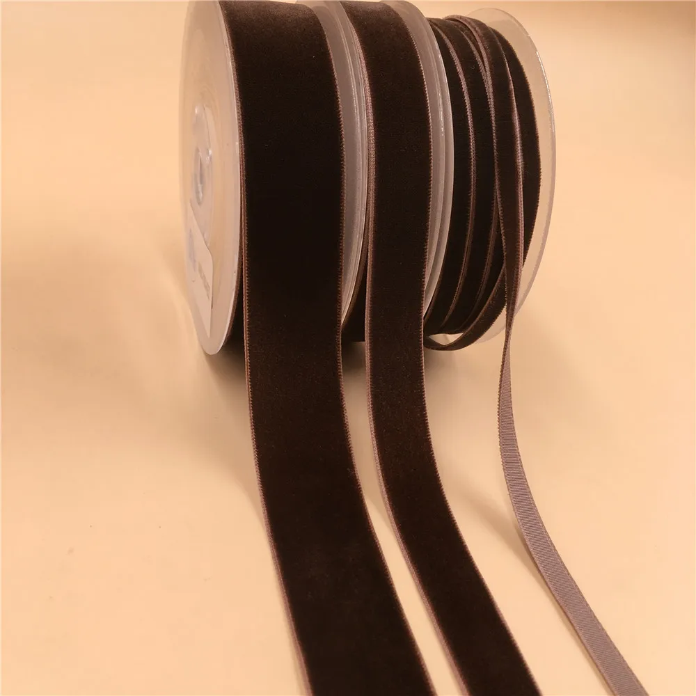 V932 Nylon Single Face Dk Brown Velvet Ribbon 6MM,9MM,15MM,25MM